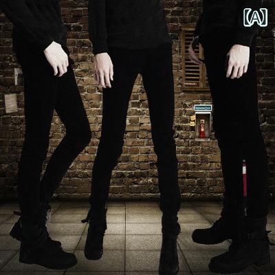 デニム メンズ スキニージーンズ スリムフィット 9分丈 ストレッチ ウォッシュ加工 カジュアル ブラック系