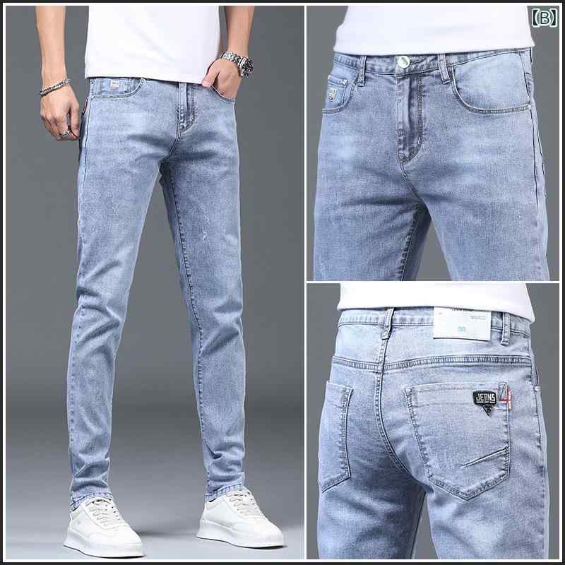 デニム メンズ デニムパンツ ジーンズ ジーパン スリム 水洗い ウォッシュ加工 テーパードパンツ カジュアル ロングパンツ 男性用 春夏