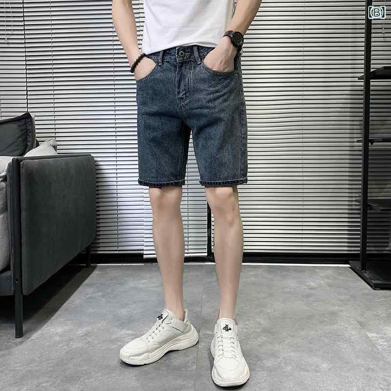 デニムパンツ メンズ ダメージ加工 ショートパンツ ハーフパンツ 短パン 薄手 男性用 ジーンズ ジーパン アメカジ ストリート カジュアル ブルー ブラック グレー