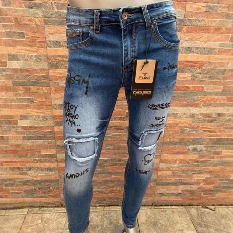 メンズ ジーンズ デニム ストレッチ 小脚 テーパードパンツ 男性用 ロングパンツ 水洗い プリント 加工 コットン 四季 普段使い(x50)