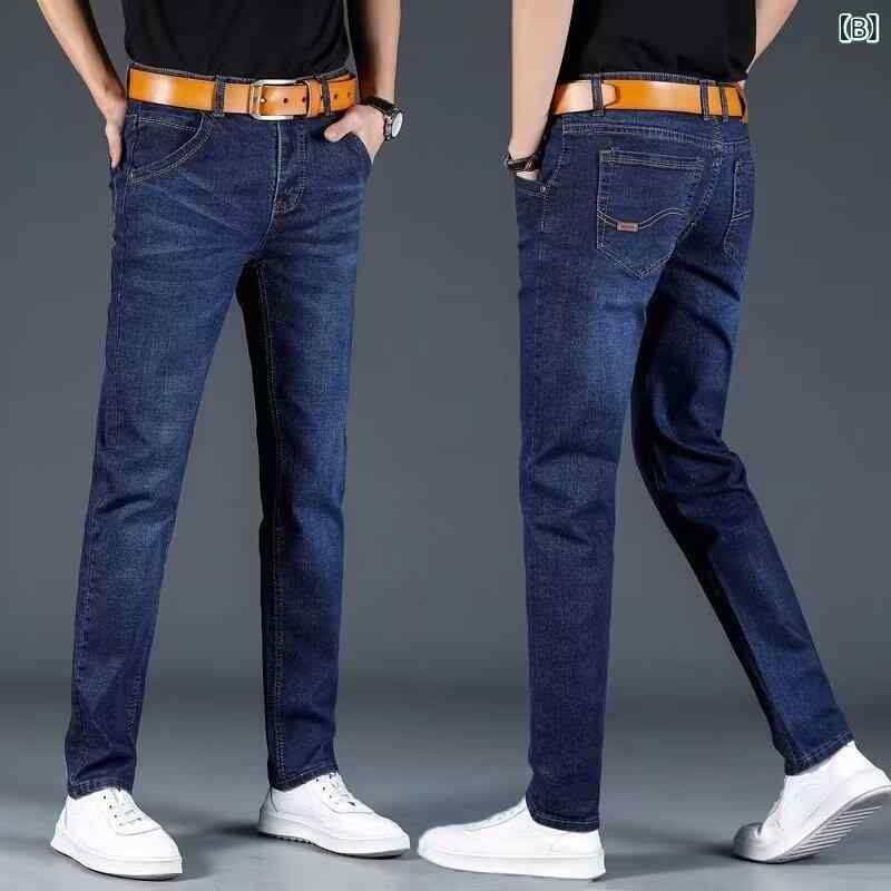 デニム メンズ ジーンズ ストレート 薄手 ジーパン ズボン パンツ 男性用 紳士服 スリム ビジネス カジュアル ブラック 黒 ブルー 青 綿 耐摩耗性