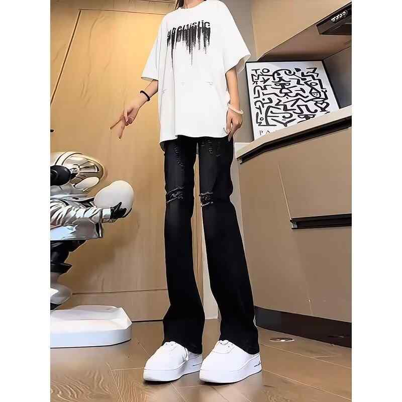 ジーンズ メンズ ストレート ダメージ ウォッシュ加工 デニム ジーパン ルーズ グレー 黒 ブラック デニムパンツ Gパン アメカジ カジュアル(x2)