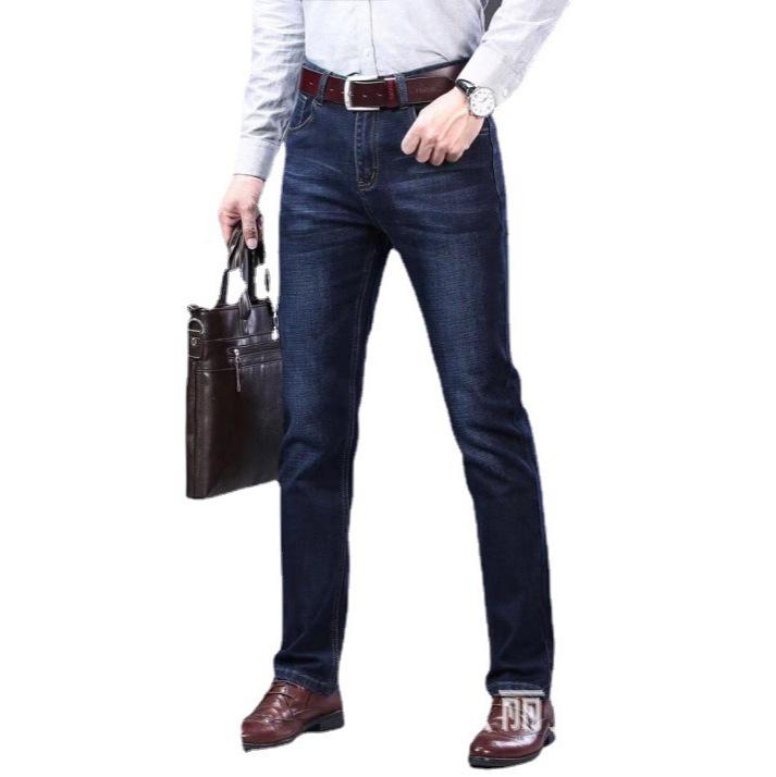 デニム メンズ ストレート ジーンズ ゆったり 大きいサイズ ジーパン Gパン デニムパンツ 水洗い加工 高腰 普段使い(x10)