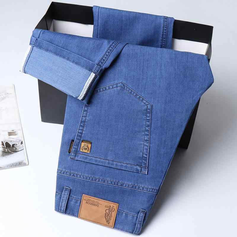 デニム メンズ ジーパン ストレート 薄手 男性用 伸縮性 カジュアルパンツ ゆったり ビジネス 大きいサイズ 接触冷感 夏 高身長 水色 黒 紺