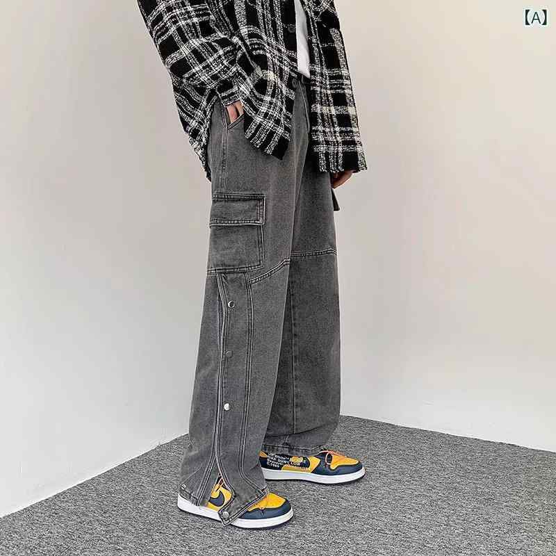 ジーンズ メンズ 男性用 デニムパンツ ストレート ゆったり 普段使い 薄手 伸縮性 ブラック ブルー グレー