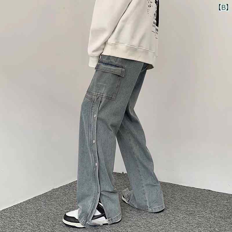 ジーンズ メンズ 男性用 デニムパンツ ストレート ゆったり 普段使い 薄手 伸縮性 ブラック ブルー グレー