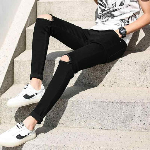 デニムパンツ メンズ 黒 破れ加工 ストレート スリムフィット ジーンズ ジーパン ダメージ加工 中厚手 ブラック デニム ズボン デニムパンツ メンズ 黒 破れ加工 ストレート スリムフィット ジーンズ ジーパン ダメージ加工 中厚手 ブラック デニム ズボン