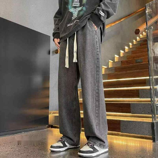 デニムパンツ メンズ ヴィンテージ ウォッシュ加工 ルーズフィット ストレートパンツ ワイドレッグ カジュアルパンツ コットン デニム ブラック グレー ブルー 春夏秋冬 デニムパンツ メンズ ヴィンテージ ウォッシュ加工 ルーズフィット ストレートパンツ ワイドレッグ カジュアルパンツ コットン デニム ブラック グレー ブルー 春夏秋冬