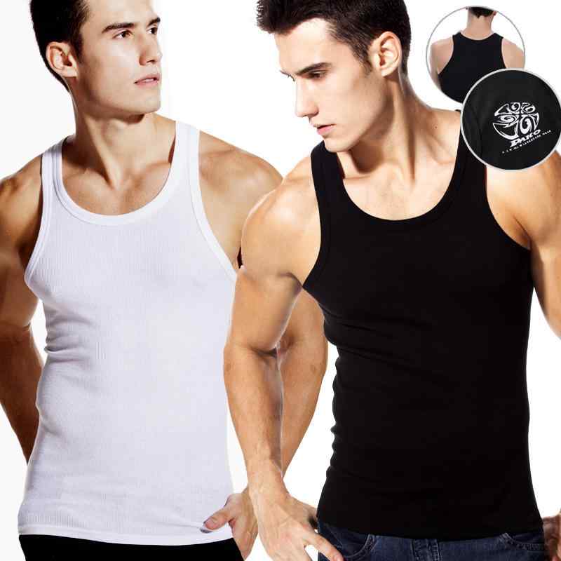 メンズ タンクトップ 綿 夏 薄手 スポーツ インナー 部屋着 ランニング トレーニング ノースリーブ スリムフィット 男性用 トップス 黒 白 グレー(4)