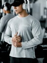 Tシャツ メンズ 男性用 長袖 スポーツ カジュアル 部屋着 インナー 吸湿速乾 伸縮性 ストレッチ トレーニング ランニング トップス 丸首 綿 グレー ホワ...