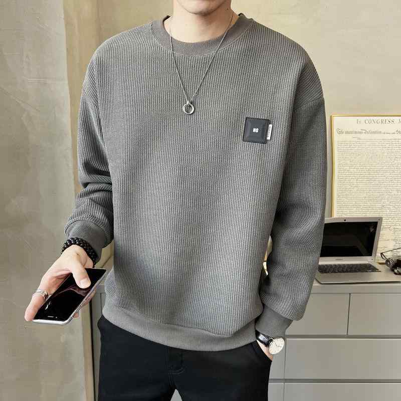 Rakuten - スウェット メンズ 男性用 ワッフル 長袖 春物 プルオーバー トップス カットソー ビッグサイズ ゆったり 無地 カジュアル 深グレー 紺 白 黒