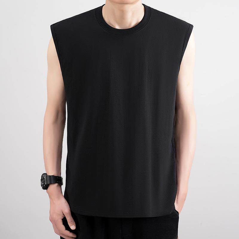 Tシャツ メンズ レディース ノースリーブ スポーツ ウェア コットン 吸汗性 通気性 タンクトップ 深グレー 黒 白 グレー カーキ 無地