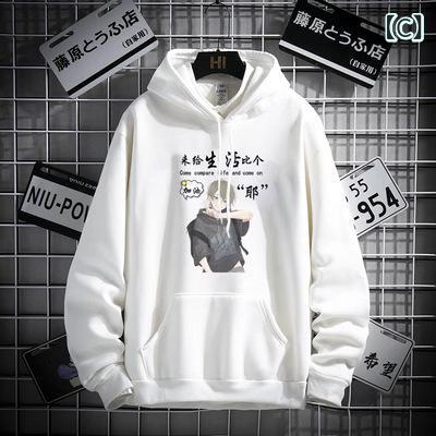 パーカー メンズ 春秋 薄手 長袖 フード付き プリント柄 プルオーバー トップス カットソー ポリエステル 普段着 部屋着 スポーティー カジュアル 白 黒(x2)