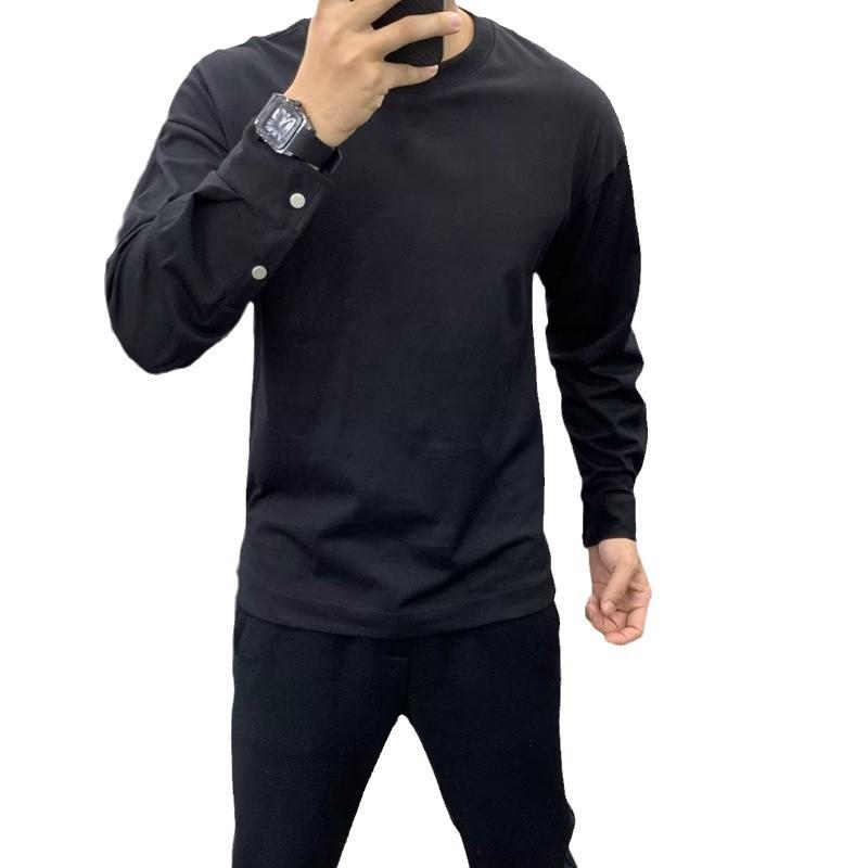 メンズ トレーナー カットソー 長袖 無地 スリムフィット プルオーバー トップス 春秋 普段使い きれいめ ブラック ホワイト ポリエステル