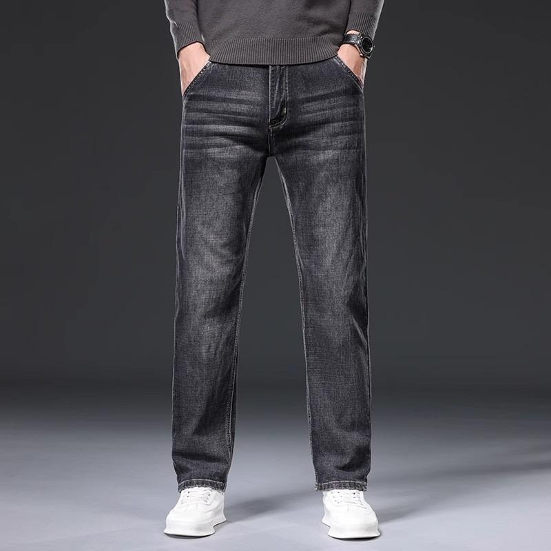 ジーンズ メンズ 男性用 デニムパンツ 裏起毛 ストレート ゆったり 普段使い 伸縮性 ブラック ブルー系
