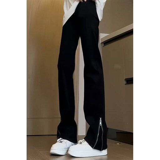 デニムパンツ メンズ サイドジップ ブラック ジーンズ ストレート 微フレア 中厚手 カジュアル 男性用 黒 S M L XL XXL XXXL デニムパンツ メンズ サイドジップ ブラック ジーンズ ストレート 微フレア 中厚手 カジュアル 男性用 黒 S M L XL XXL XXXL
