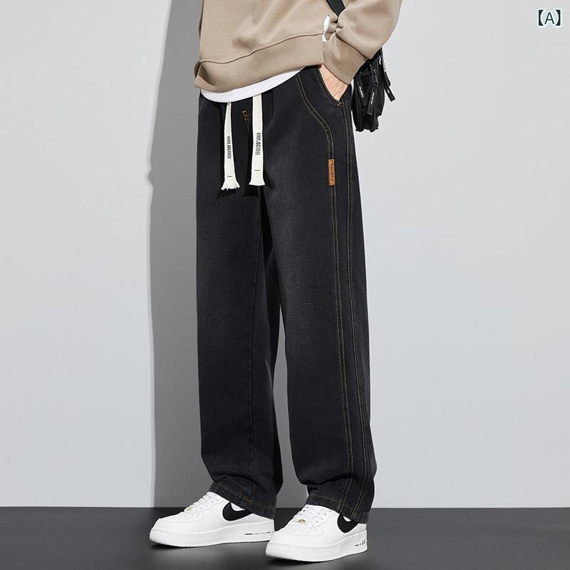 デニム メンズ ワークパンツ ワイド ストレート ジーンズ ウォッシュ加工 ゆったり カーゴパンツ ジーパン ボトムス