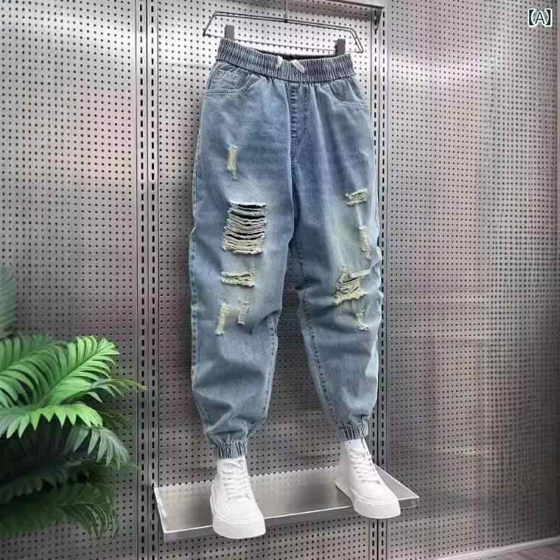デニム メンズ デニムパンツ ジーンズ ジーパン ダメージ加工 補修 宽松 テーパー...