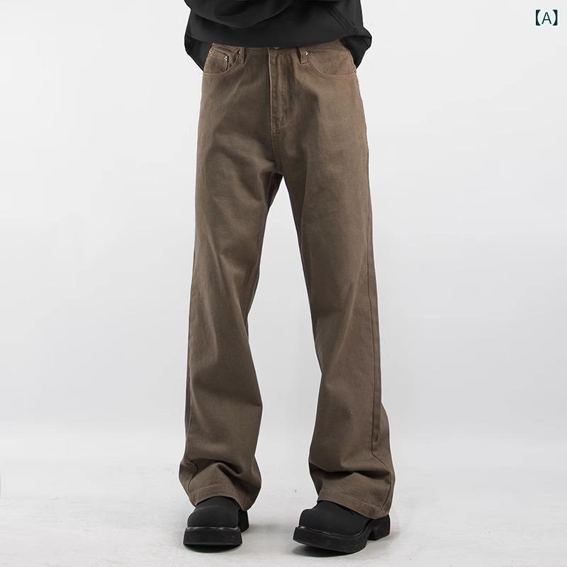 デニム メンズ ストレートジーンズ ヴィンテージ風 ウォッシュ加工 ルーズフィット ワークパンツ カジュアルパンツ ロングパンツ 普段使い 春夏秋冬 ブラック ホワイト ブラウン