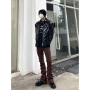 デニム メンズ 美脚 ジーパン ストレート 黒 ブラック ストレッチ レトロ 古着風 カジュアル