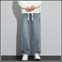 ジーンズ メンズ ストレート ワイドレッグ デニムパンツ ジーパン ウォッシュ加工 ゆったり 中厚手 カジュアル 普段使い 春秋 黒 ブラック ブルー M L XL 2XL 3XL 4XL 5XL