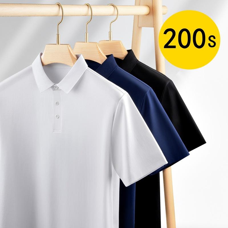 ポロシャツ メンズ 男性用 半袖 トップス コットン ビジネス 通勤 無地 水洗い可能 アイボリー ブラック ネイビー 上着