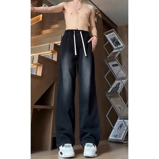 デニム メンズ ジーパン 黒 ブラック ジーンズ ストレート ワイドレッグ ゆったり 大きいサイズ ズボン パンツ 男性用 春夏 オールシーズン デニム メンズ ジーパン 黒 ブラック ジーンズ ストレート ワイドレッグ ゆったり 大きいサイズ ズボン パンツ 男性用 春夏 オールシーズン