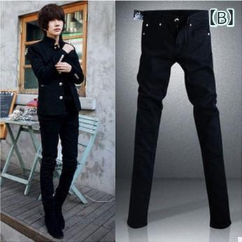 デニム メンズ テーパード ジーンズ パンツ スキニー スリム 韓国 カジュアル 普段使い ブラック ブルー 28 29 30 31 32 33 34