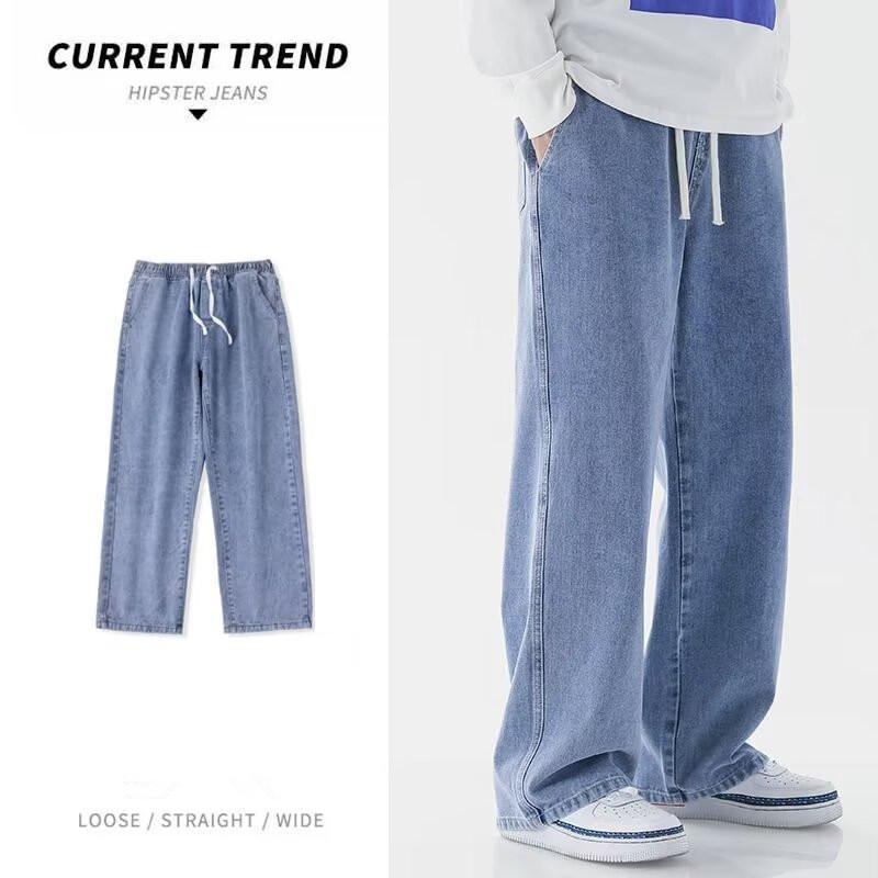 デニム メンズ ストレート デニムパンツ Gパン ジーパン ヴィンテージ風 ゆったり バギーパンツ ウォッシュ加工 ブラック 黒 グレー ブルー 春秋 四季