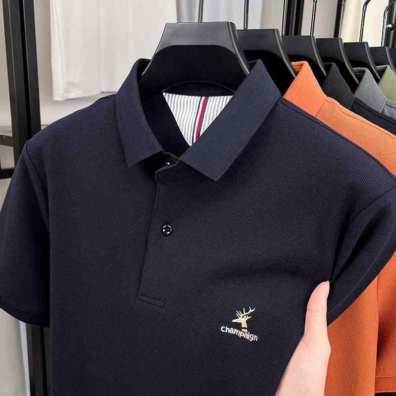 ポロシャツ メンズ 半袖 刺繡 襟付き Tシャツ ゆったり トップス カットソー コットン混紡 通気性 吸湿..