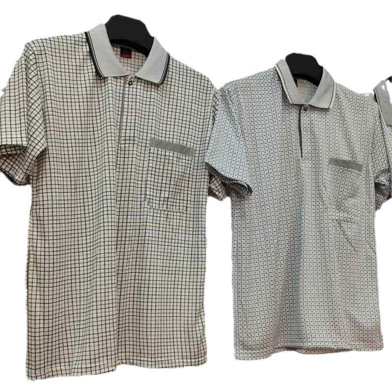 ポロシャツ 男性用 半袖 格子柄 コットン混紡 夏物 紳士服 50 52 54