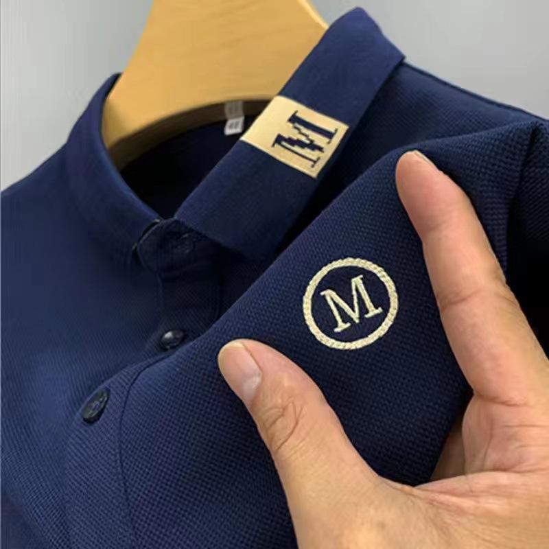 ポロシャツ メンズ 半袖 刺繡 襟付き Tシャツ カットソー トップス ポリエステル混紡 薄手 普段使い ラ..