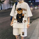 Tシャツ メンズ スポーツ セットアップ 夏 男性用 半袖 短パン 上下セット 部屋着 ルームウェア 普段使い 韓国 カジュアル スポーティー 黒 白 グレー 紺 ポリエステル