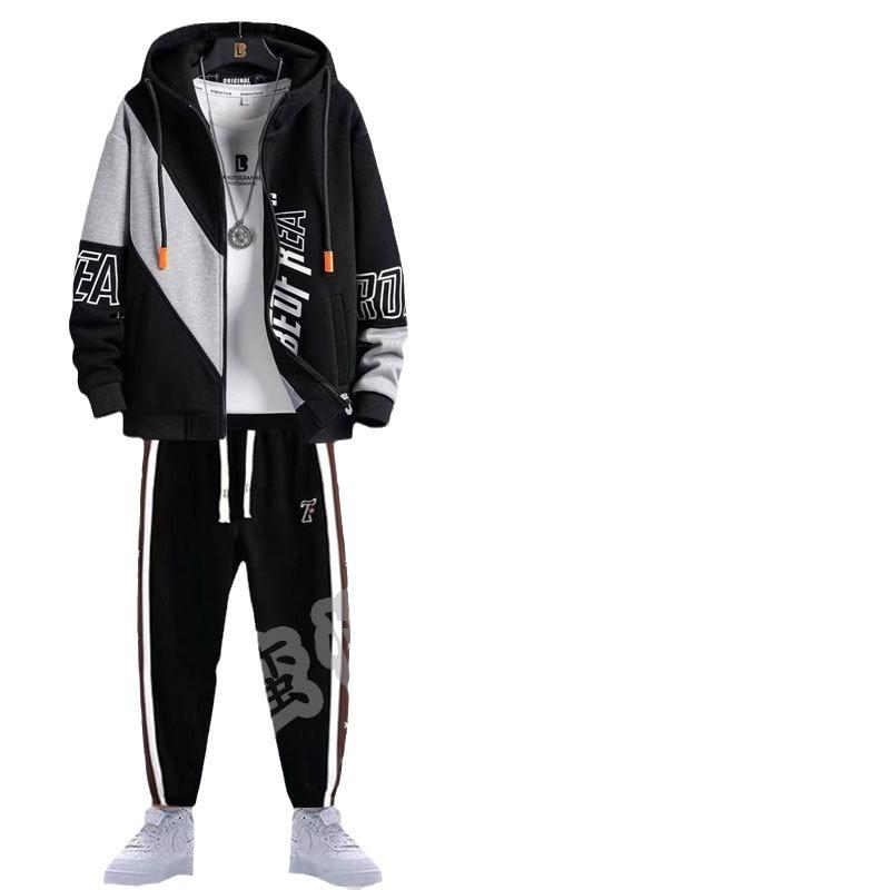 セットアップ メンズ 上下セット 春秋 スポーツウェア 運動着 ポリエステル パーカー 長袖 長ズボン ジャージ カジュアル スポーティー 10代 20代 ブラ...