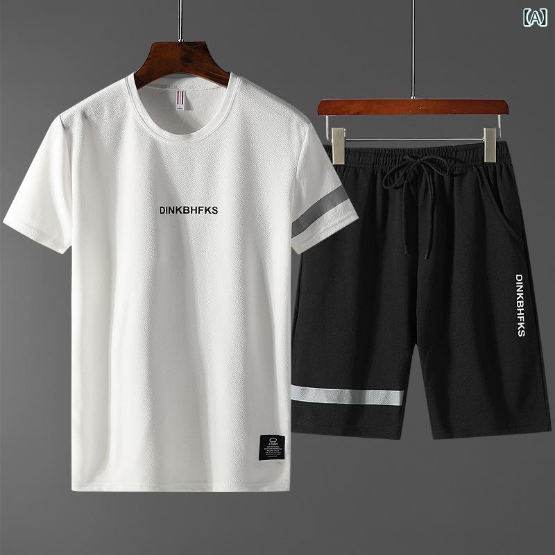 LINEAR shopのメンズ スポーツウェア セットアップ Tシャツ ショートパンツ ハーフパンツ 吸湿速乾 通気性 普段使い カジュアル｜アングル2