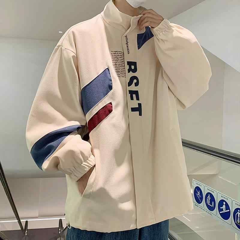 ジャケット 男性用 秋物 個性派 ストリート系 カジュアル ポリエステル アウター ウェア 長袖 ルーズフ..