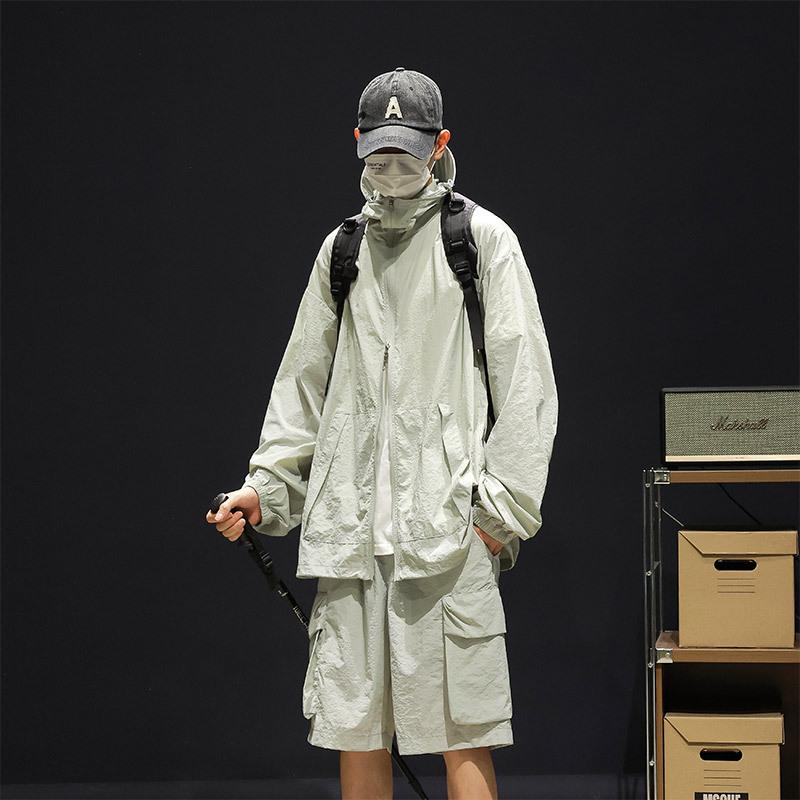 ジャケット メンズ 薄手 NASA 防UV UPF100+ フィッシング ウェア 接触冷感 撥水 速乾 釣り アウトドア カジュアル ライトグレー