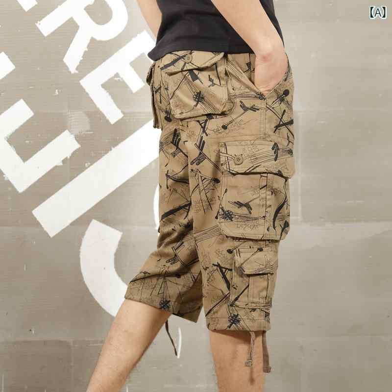 ハーフパンツ メンズ 男性用 7分丈 カーゴパンツ 綿 ゆったり 大きめサイズ ワーク...