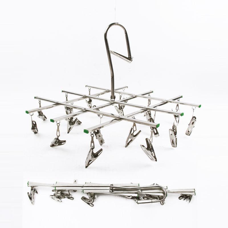 ハンガー 洗濯物干し ステンレス製 20ピンチ 防風 強力クリップ 多機能 靴下 下着(x2)