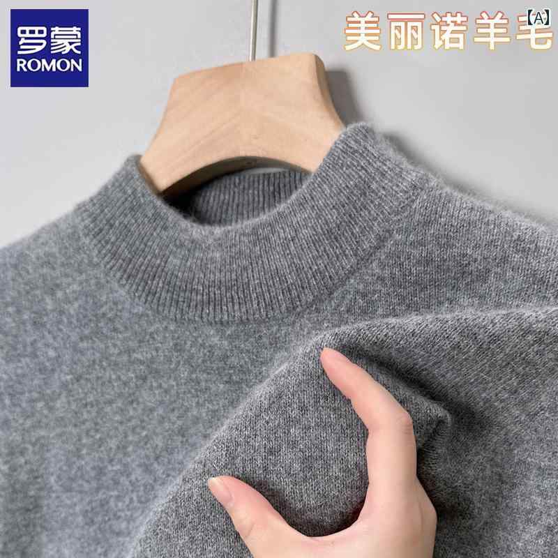 ウール セーター メンズ 冬 厚手 無地 ニュー ハーフ タートルネック パパ ウェア ニット 大きいサイズ..