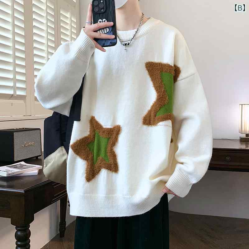 セーター メンズ 秋冬 ゆったり 厚手 ニット 中学生 高校生 ボトムス シャツ.カラフルカラーオシャレシンプルスタイル 2