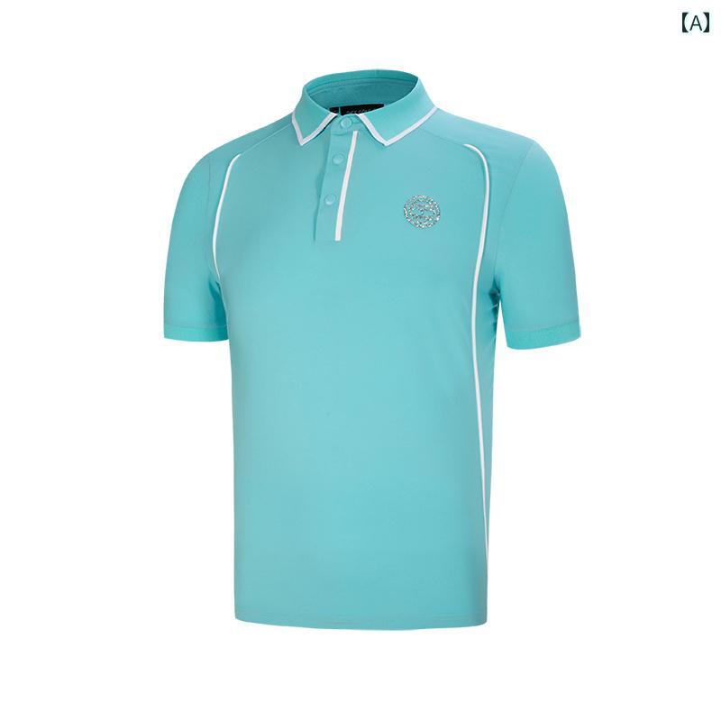 ゴルフウェア メンズ 半袖 Tシャツ 夏 個性的 シンプル ラペル ポロシャツ 速乾性 ホワイト.カラフルカラーオシャレ