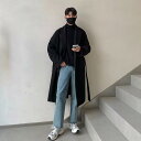 コート メンズ 男性用 ウール 大衣 秋冬 韓国 個性 グレー 黒 ゆったりめ リラックス ビッグシルエット
