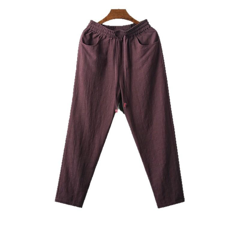 パンツ 男性用 綿麻 リネン カジュアル ロングパンツ ストレート 薄手 アーミーグリーン ワインレッド ..