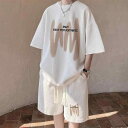 セットアップ メンズ 夏 接触冷感 ワッフル 運動 部屋着 Tシャツ ショートパンツ 上下 薄手 ポリエステル 黒 ブラック 白 ホワイト グレー スポーティー カジュアル