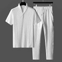 セットアップ メンズ 接触冷感 半袖 Tシャツ ショートパンツ 上下セット 部屋着 ルームウェア スポーツウェア 普段使い 運動着 ポリエステル ブラック ホワイト系