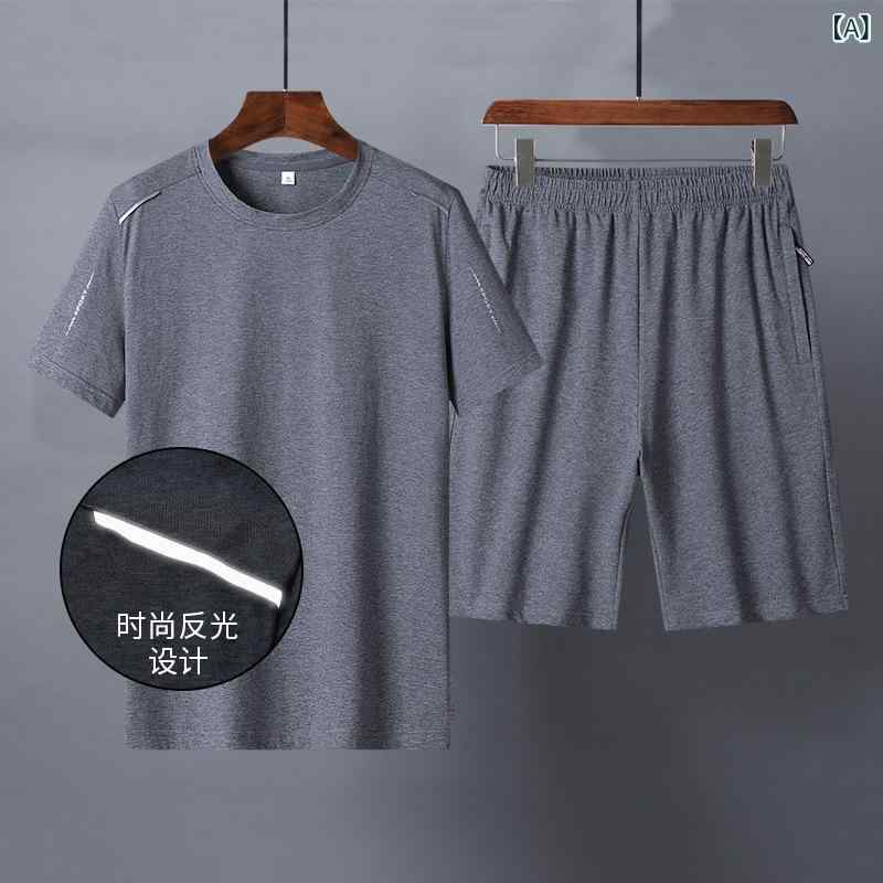 LINEAR shopのスポーツウェア メンズ Tシャツ ショートパンツ セットアップ コットン 薄手 半袖 ハーフパンツ 部屋着 ルームウェア 大きいサイズ グレー ブラック｜アングル2