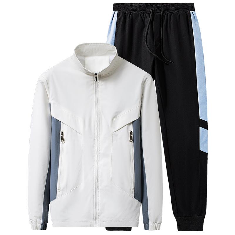 セットアップ メンズ 男性用 運動着 トラックスーツ ジャージ スポーティ カジュアル 長袖 長ズボン ポリエステル 秋 白 黒