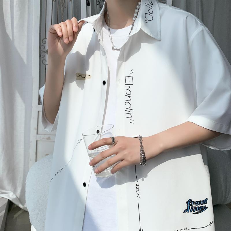 Other - シャツ メンズ 男性用 大きいサイズ ゆったりめ 配色 切り替え コットン 薄手 半袖 春夏 通気性
