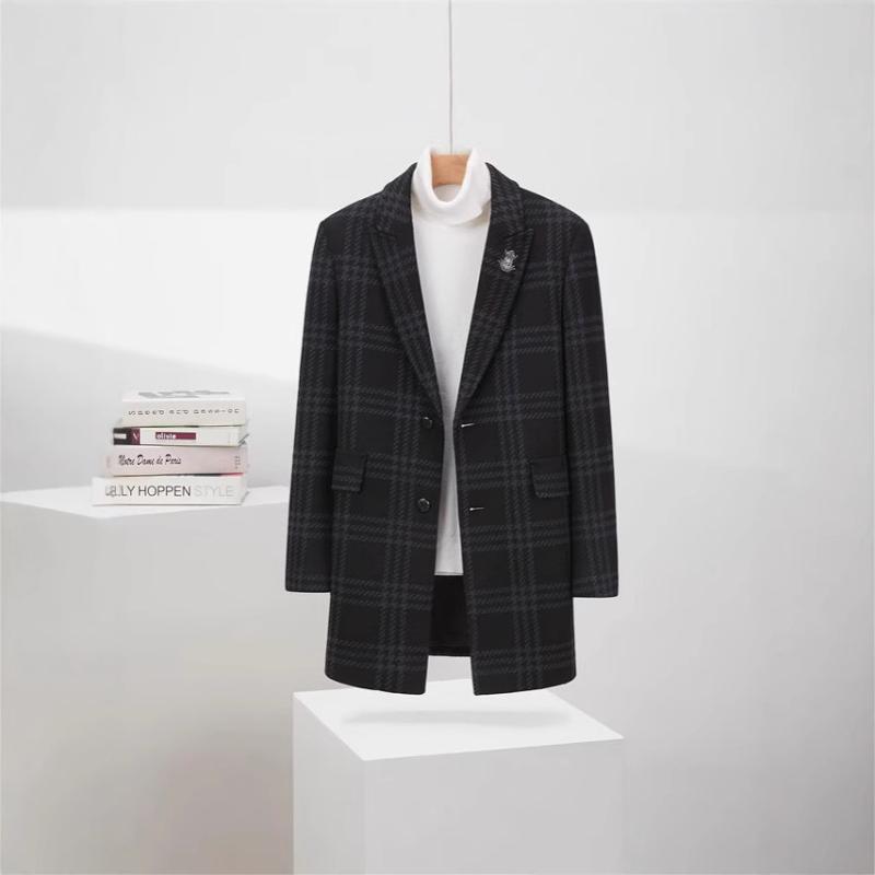 コート メンズ 男性用 ウール ミドル丈 ビジネス 紳士服 秋冬 ブラック